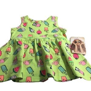 Free Style Baby Girls Summer Sun Dress 12 Months Green Multicolored Ice Cream